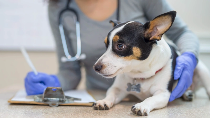 perro en el veterinario