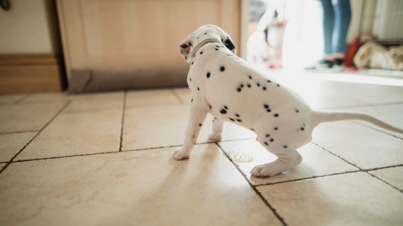 cachorro orinando en el piso